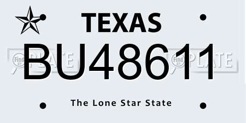 BU48611 Texas License Plate