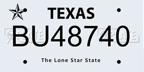 BU48740 Texas License Plate
