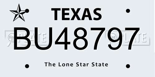 BU48797 Texas License Plate