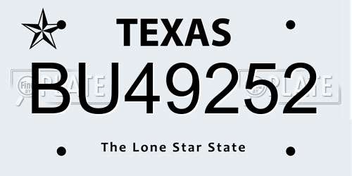 BU49252 Texas License Plate