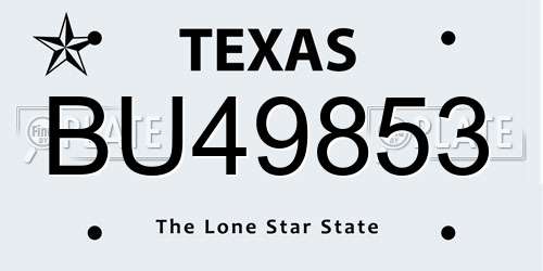 BU49853 Texas License Plate