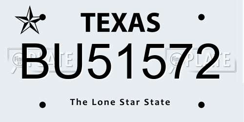 BU51572 Texas License Plate