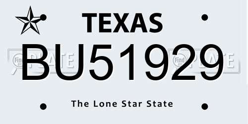 BU51929 Texas License Plate
