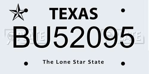BU52095 Texas License Plate