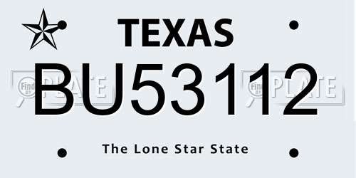 BU53112 Texas License Plate
