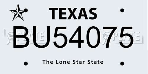 BU54075 Texas License Plate