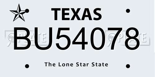BU54078 Texas License Plate