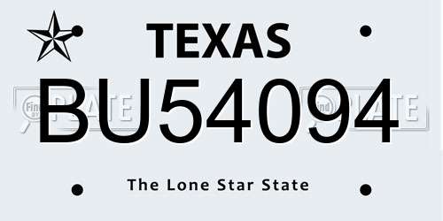 BU54094 Texas License Plate