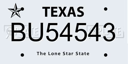 BU54543 Texas License Plate
