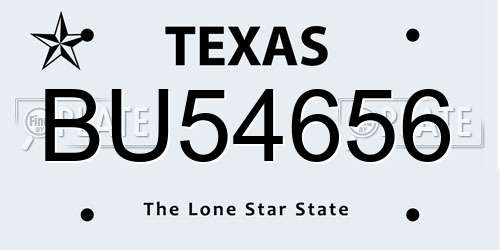 BU54656 Texas License Plate