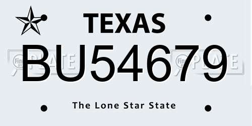BU54679 Texas License Plate