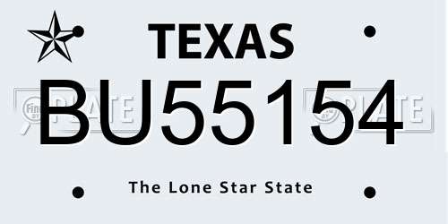 BU55154 Texas License Plate