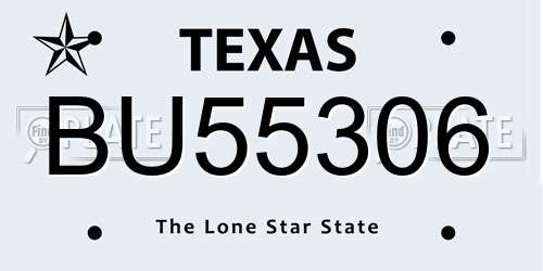 BU55306 Texas License Plate