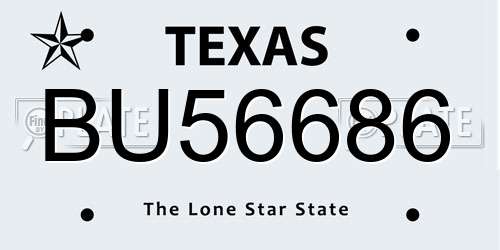 BU56686 Texas License Plate