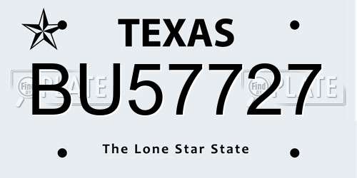 BU57727 Texas License Plate