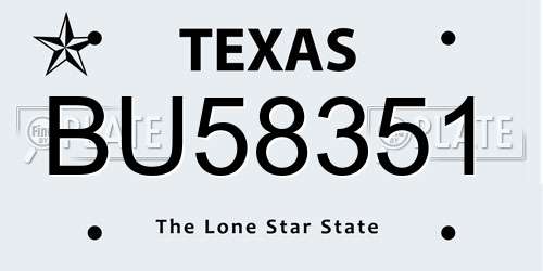 BU58351 Texas License Plate