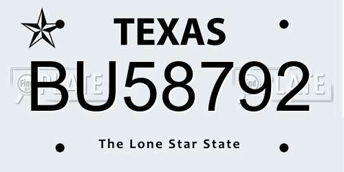 BU58792 Texas License Plate
