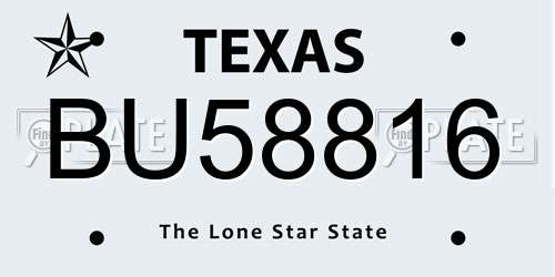 BU58816 Texas License Plate