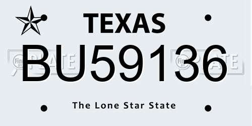BU59136 Texas License Plate