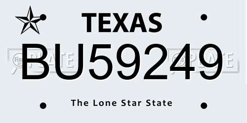 BU59249 Texas License Plate