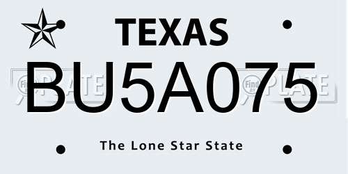 BU5A075 Texas License Plate
