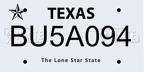 BU5A094 Texas License Plate