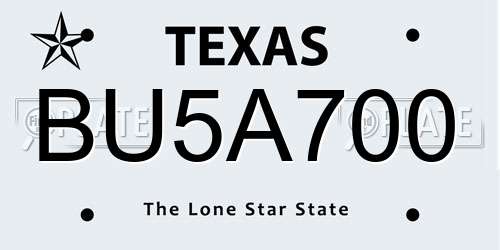 BU5A700 Texas License Plate