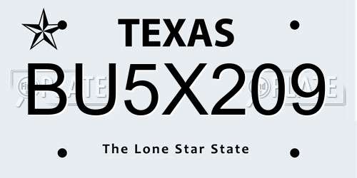 BU5X209 Texas License Plate