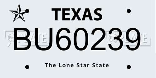 BU60239 Texas License Plate