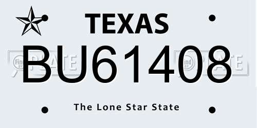 BU61408 Texas License Plate