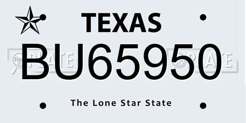 BU65950 Texas License Plate
