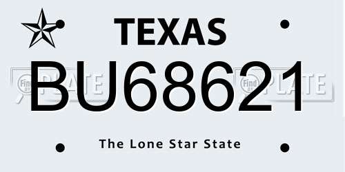 BU68621 Texas License Plate