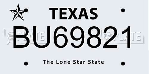 BU69821 Texas License Plate