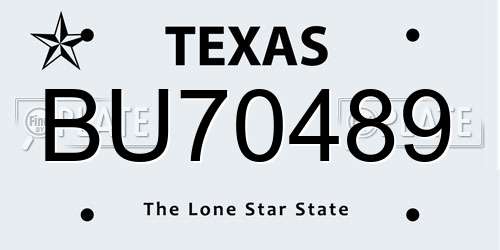 BU70489 Texas License Plate
