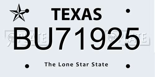 BU71925 Texas License Plate