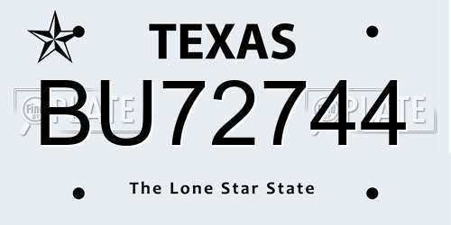 BU72744 Texas License Plate