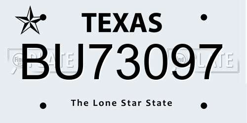 BU73097 Texas License Plate