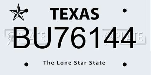 BU76144 Texas License Plate