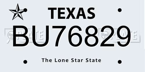 BU76829 Texas License Plate