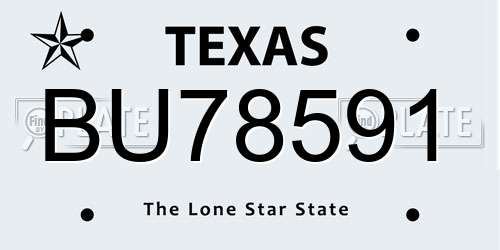 BU78591 Texas License Plate