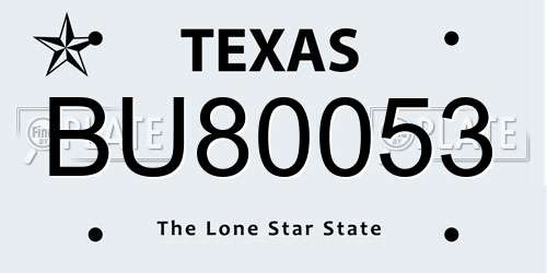 BU80053 Texas License Plate