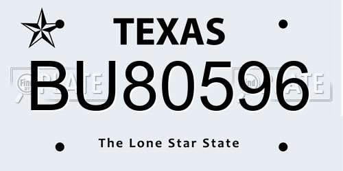 BU80596 Texas License Plate