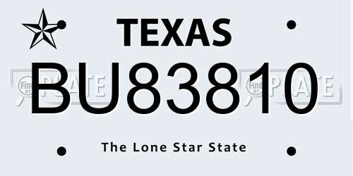 BU83810 Texas License Plate