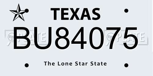 BU84075 Texas License Plate