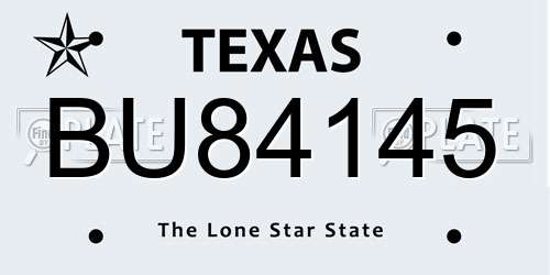BU84145 Texas License Plate