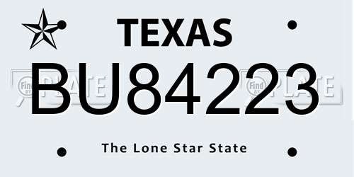 BU84223 Texas License Plate
