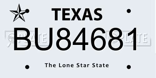BU84681 Texas License Plate