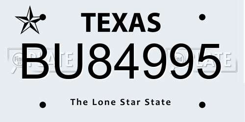 BU84995 Texas License Plate