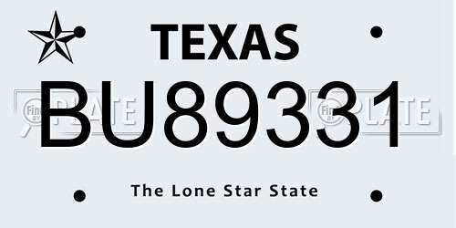 BU89331 Texas License Plate