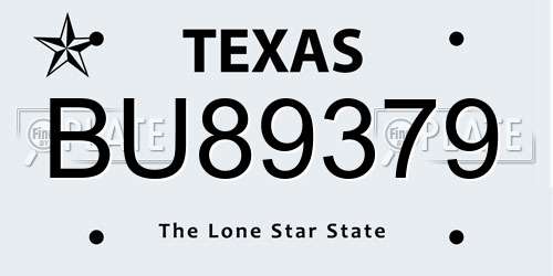 BU89379 Texas License Plate